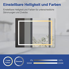 Meykoers Specchio Bagno LED 80 x 60 cm con Anti-appannamento con dimmerabile, bianco caldo / bianco freddo / neutro, 3000-6400 K