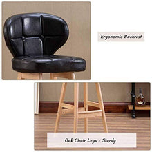 GYPPG Sedia con sgabelli Bar in Legno di Gomma con Schienale e poggiapiedi ergonomici | Sedie Colazione con Cuscino in Ecopelle per sgabelli Bar/Cucina | Carico Massimo 200 kg - Sedile