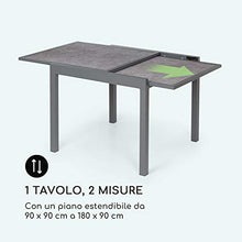 blumfeldt Tenerife - Tavolo da Giardino Estraibile, Materiali: Alluminio/Vetro Temperato Spesso 5 mm, Facile da Montare, Finitura EasyStone: Effetto Pietra Naturale, Superficie: 180 x 90 cm, Marmo