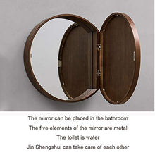 XM-MIRROR Specchio da Bagno Rotondo con mobiletto, Bagno con Armadio a Muro, Specchio per Il Trucco, armadietto dei medicinali con Struttura in Legno a Chiusura lenta a 3 Livelli,Wood Color,70cm