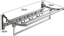 Bollitore creatività Acciaio Inossidabile Towel Rack WC Pieghevole portasciugamani Bagno Hardware Bagno Ciondolo Albergo Multi-Funzione Rack Argento XMJ (Size : 50cm Long 4 Hook)