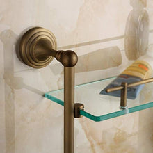 HYYDP Parete Porta Salviette Creativo Vintage Bagno in Ottone a Parete con Doppi vetri Rack Bagno Cosmetici Ciondolo Hardware Rack