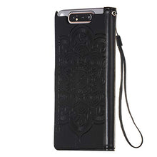 GIMTON Cover Galaxy A80, Antiurto Custodia in PU Pelle con Slot Carte e Cinturino da Polso per Samsung Galaxy A80, Magnetico Cover di Portafoglio, Nero