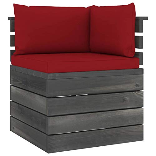Tidyard Divano Angolare da Giardino a Pallet in Legno di di Pino con Cuscini 65x65x71,5 cm,Divavno da Giardino 2 Posti,Divano in Legno,Divano su Pallet,Divano da Esterno 2 Posti