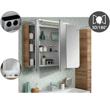 FACKELMANN Set di mobili da bagno grande, 5 pezzi, modello Milano sospeso, vasca in ceramica da 100 cm e armadietto a specchio a LED