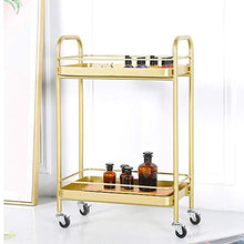 BLWX LY Carrello di stoccaggio in Ferro, ripiano a 2 Piani con Ruote ， Ripiano for organizzatore for Salone di Bellezza, Carrello da Cucina Stretto ， Oro
