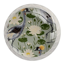 Maniglie per cassetti Manopole per cassetti Manopole rotonde Confezione da 4 per armadietto, cassetti, cassettiere, cassettiere ecc - Ninfea Uccello Gru