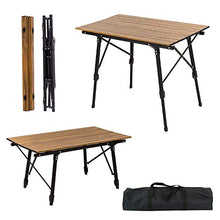 Tavolo pieghevole di riso selvaggio all'aperto, tavolo portatile in lega di alluminio in legno, tavolo barbecue portatile, adatto per cucinare barbecue spiaggia posteriore ospedale,Dark wood grain