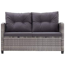 vidaXL Divano da Giardino a 2 Posti con Cuscini Divanetto con Imbottitura Salottino da Esterni Mobili per Patio Nero 124 cm in Polyrattan