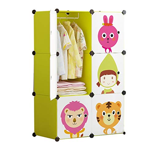 Locker Armadio Armadio Hanging Noleggio Scaffali Abbigliamento Home Camera 6 Porte in Plastica Rimovibili Dormitorio Verde MUMUJIN (Size : 75X47X111CM)