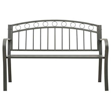 Qnotici Panca da Giardino con Struttura in Acciaio Verniciato a Polvere, Panca per Esterni, Panca per Il Tempo Libero 125 x 53 x 84 cm-Grigio con 2 braccioli in Metallo