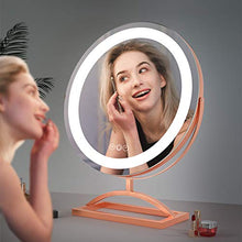 ZHAORU Specchio a LED per Specchio da Trucco da Tavolo con luci, Rotazione a 360 °, Specchio da Barba Indipendente, Specchio Touch Control, Luce per Specchio da Bagno Ricaricabile