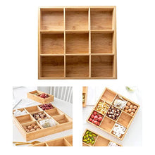 MagiDeal Legno 9-Scomparto Organizer Vassoio Quadrato Spuntino Frutta Secca Piatto Piatto di Stoccaggio Organizzatori per la Caramella Dessert Noci Cibo la