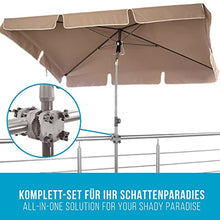 Set 4smile - Parasole per balcone SunnyShade, clip ombrellone per ringhiera del balcone SunnyGuy - Ombrellone UV 50+ rettangolare, 200x125cm