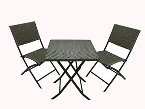 Michele Sogari & C. Srl Set Giardino Bistrot Tavolino e 2 Sedie in Metallo e Simil Rattan Colore Antracite