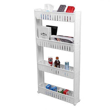 CHHD Scaffale portaspezie Estraibile a 4 Livelli, scaffale da Cucina Bianco, Carrello portaoggetti, mensola da Bagno con Ruote girevoli per Cucina, Lavanderia, Garage, Soggiorno, Camera