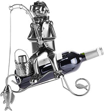 Brubaker Portabottiglie per Vino Pescatore - Deco-Oggetto in Metallo - con Biglietto di Auguri per Regalo Vino