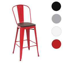Sgabello con Schienale bistrot Design Industriale HWC-A73 Legno Metallo Verniciato Rosso