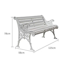 Panca in legno massello per terrazza da giardino da 49 pollici, panca in ghisa per esterni con doppia seduta, seduta in ghisa, sedia da portico resistente alle intemperie in legno anticorrosivo per