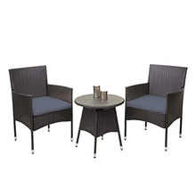 Mendler Salottino polyrattan HWC-G27 tavolino con 2X poltrone Grigio Cuscini Grigi