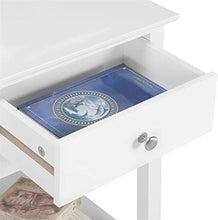 WSZMD Tavolo Comodino Tavolo Laterale in Legno Shabby Chic Cightstand Tavolo Cabinet unità di Stoccaggio con Cassetti Scaffale Bianco Lucido, Comodino