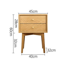 Comodino in Legno Massello, Comodino 2 Cassetti, Tavolo Laterale Divano, Mobili da Camera da Letto in Rovere Bianco Storage E Custodia da Comodino