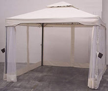 SF SAVINO FILIPPO Gazebo da Giardino con 4 zanzariere Laterali Telo Beige in Metallo e Ferro Nero 3x3 Metri antiruggine Doppio Tetto Anti Vento per Esterno terrazza Bar Piscina