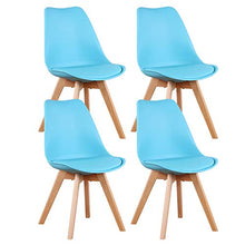 INJOY LIFE Sedia da pranzo Sedia da cucina Sedia moderna metà secolo con gambe in legno e sedie imbottite per sala da pranzo, soggiorno, camera da letto, set di 4, blu