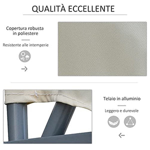 Outsunny Tenda Frangivista a Ventaglio Salvaspazio e Richiudibile in Alluminio e Poliestere, 140x10x140cm Bianco Crema