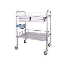 YIN YIN Carrello per Ripiani Carrello in Acciaio Inox - Doppio Carrello Cura medicale Carrello Medico Vassoio Beauty Carrello a rulli (Size : 66 * 44 * 86cm)