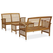 SKM Set Divani da Giardino 3 pz in Legno Massello di Acacia (33.5kg) Marrone-7972
