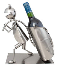 Brubaker portabottiglia Vino Porta Bottiglia di Vino Rana Fogliame - Decorazione Oggetto Metallico - portabottiglia - con Biglietto di Auguri per Regalo di Vino