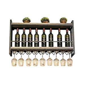 Wine Rack Industriale da Parete con 2-Tiers Wall Mount Bottle Holder cremagliera di Vetro Rustico Metallo attaccatura del Supporto di Vino, Vino attaccatura del Supporto di Wine Glass Goblet Hanger
