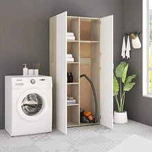 FAMIROSA Armadietto Bianco e Rovere Sonoma 80x35,5x180 cm in Truciolato