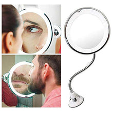Z-Life 10 X Specchio da Toeletta for Bagno con Lente d'Ingrandimento con Forte Ventosa Girevole A 360 Gradi con Specchio da Viaggio A LED