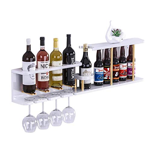 AILI Casa e Cucina Porta Bottiglie da Vino Scaffale a Parete Appeso del Supporto della Tazza del scaffale del Vino di Legno Solido fissato al Muro del Metallo Porta Bottiglie da Vino