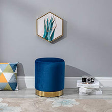 homcom Pouf Design Rotondo, Poggiapiedi Cilindrico Blu con Base Oro e Seduta Imbottita, Casa/Negozio, Ф36x42cm-Max 120kg