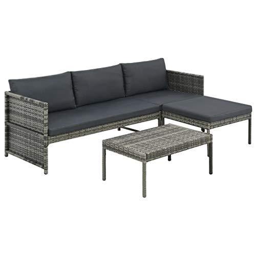 vidaXL Divani Set da Giardino 9pz in Polyrattan Grigio Canapè Sofa da Giardino - Arredi Casa