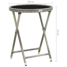 FAMIROSA Tavolino da caffè Grigio 60 cm in Polyrattan e Vetro Temperato