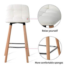 Autoshoppingcenter Set di 2 Sgabelli da Bar Schienale Similpelle Cucina Moderno con Gambe in Legno per Ristorante Bar Bianco