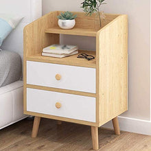 H-CAR Comodino Comodino Open Storage 2 cassetti Gambe in Legno massello Camera da Letto Armadietto Semplice 37X30X60CM Tavolino