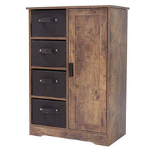 VOKARALA - Cassettiera con 4 cassetti estraibili e 1 armadio, armadietto per vino, con porta, libreria, soggiorno, camera da letto, ufficio, marrone rustico