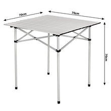 BAKAJI Tavolo Tavolino Camper Campeggio Picnic in Alluminio Pieghevole Top Arrotolabile Salvaspazio e Leggero, Ideale per Sagre Fiere Giardino Casa (70 x 70 cm)
