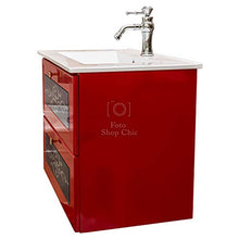Shop Chic Mobile Bagno sospeso 75 cm Finitura Laccata in Rosso con lavabo in Ceramica Stile Ultra Moderno