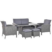 Outsunny Salotto da Giardino Set 6 Pz con Divano e Poltrone da Esterno, Mobili da Giardino in Rattan Grigio