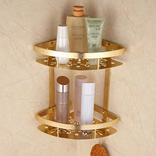 AGGF Mensole per Doccia da Bagno Scaffale angolare Spazio Mensola da Bagno in Alluminio Cestino Triangolare Dorato