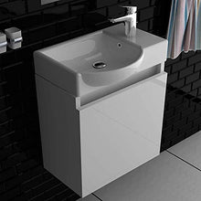 Mobile da bagno composto da lavabo con mobiletto bianco laccato lucido – già premontato – Design di alta qualità – soluzione per WC per ospiti