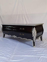 Rokoko - Cassettiera in stile antico Louises, stile barocco, colore: nero con argento n. 26, larghezza 125 cm