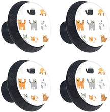 Set di gatti dei cartoni animati Pomelli per Porta Set di 4 Pomelli per Mobili Manopole per Cassetti Cucina Armadio Vetro