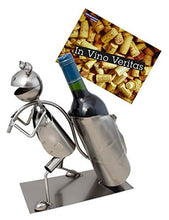 Brubaker portabottiglia Vino Porta Bottiglia di Vino Rana Fogliame - Decorazione Oggetto Metallico - portabottiglia - con Biglietto di Auguri per Regalo di Vino